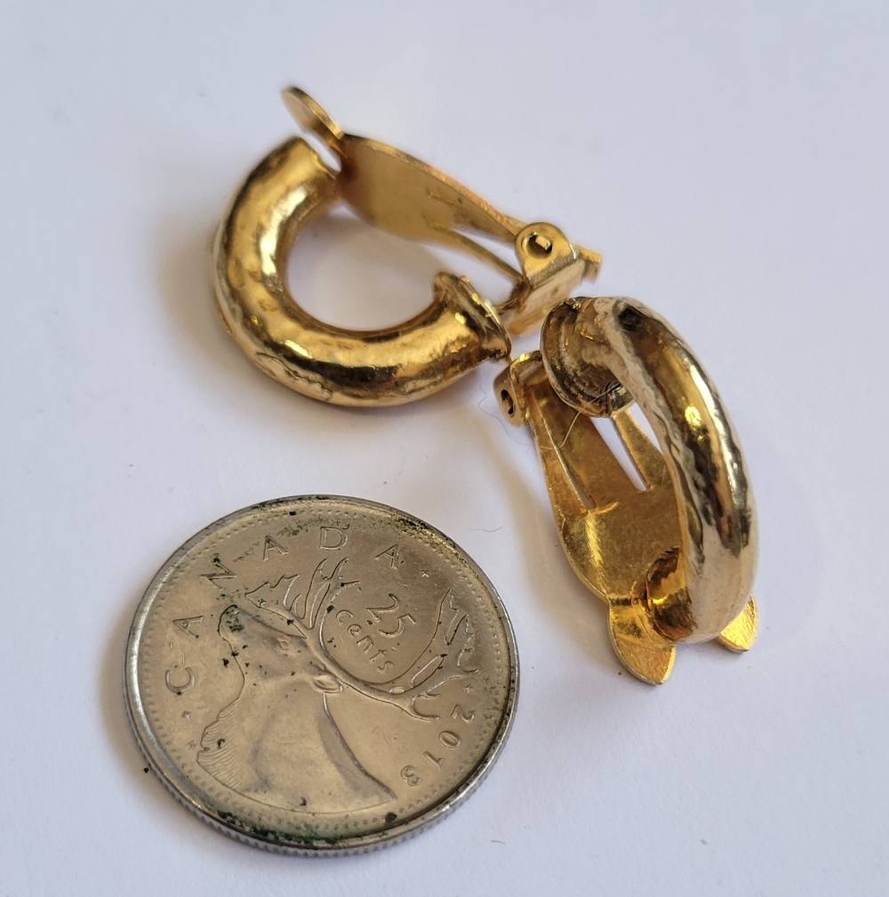 Gold Semi  Hoop Clip On  Earrings